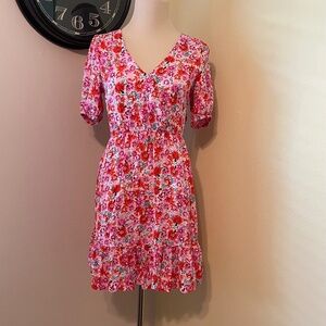 Lucky Brand XS Super soft floral dress with sleeves and POCKETS!